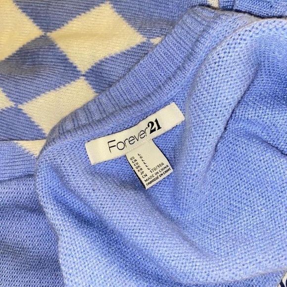 Forever 21 Periwinkle Crewneck Argyle Sweater - Picture 2 of 6